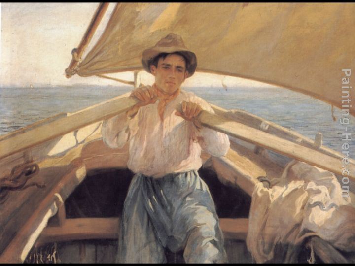 Laureano Barrau A Young Man In A Boat